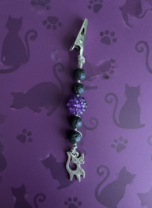 Black and Purple Cat Charm Smoking Clip
