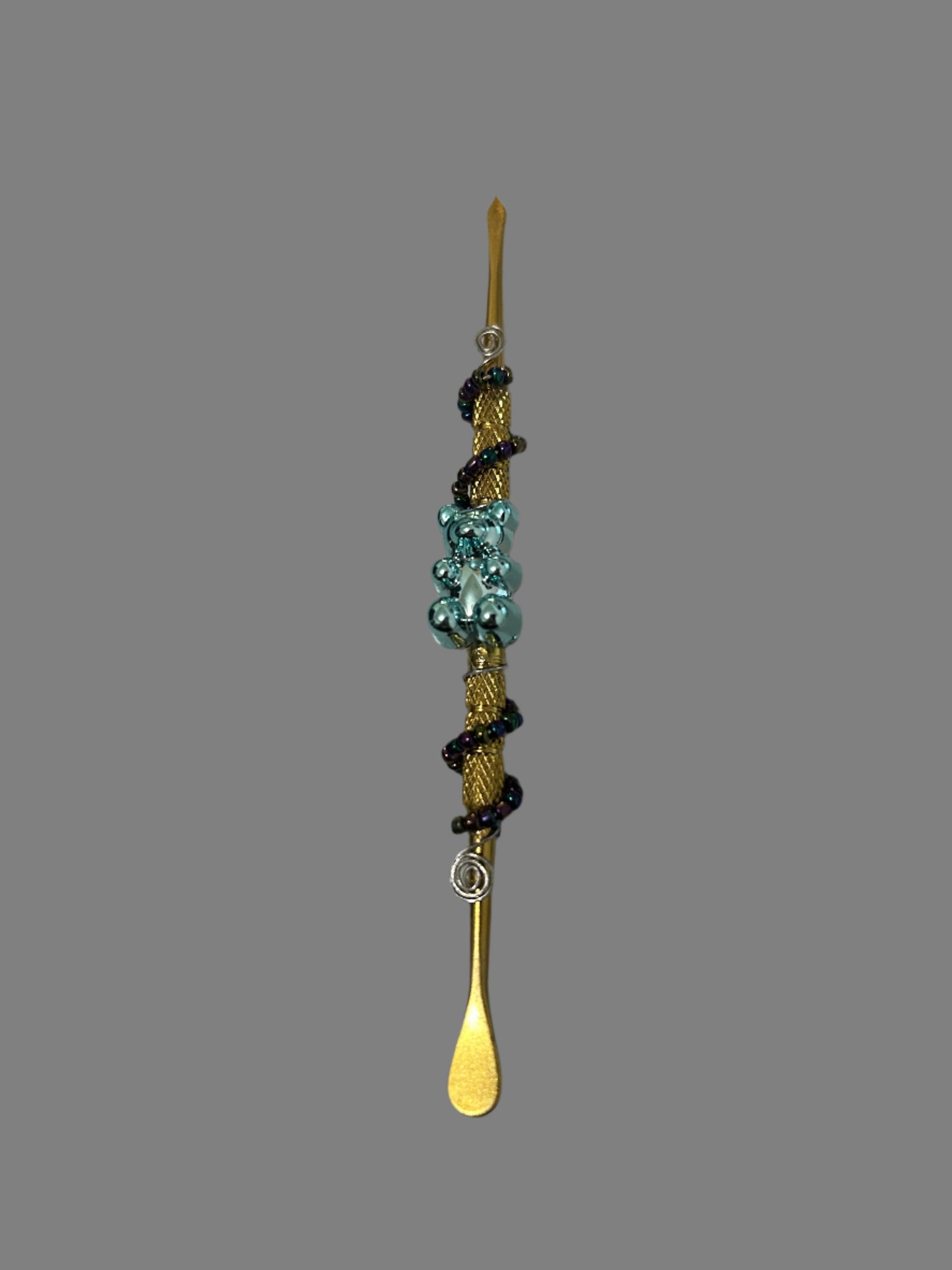 Hand Beaded Gold Dabber-Blue Gummi Bear Accent