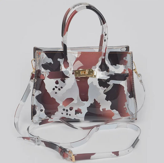 Brown Cow Print Crossbody Bag