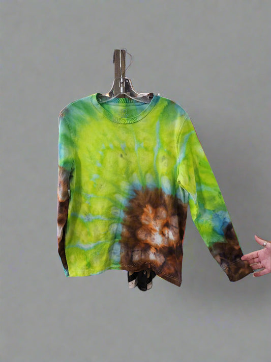 Tie Dye Long-Sleeved T-Shirt Size Medium Green, Yellow and Red