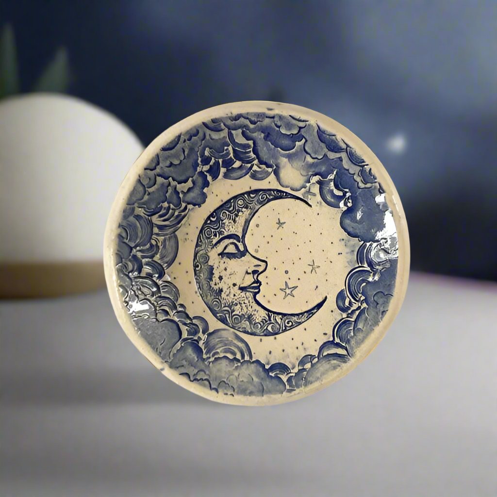 Pottery Dish Bowl-Crescent Moon