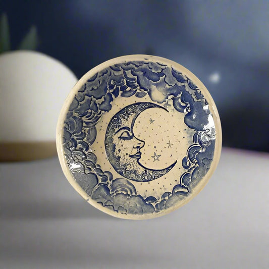 Pottery Dish Bowl-Crescent Moon