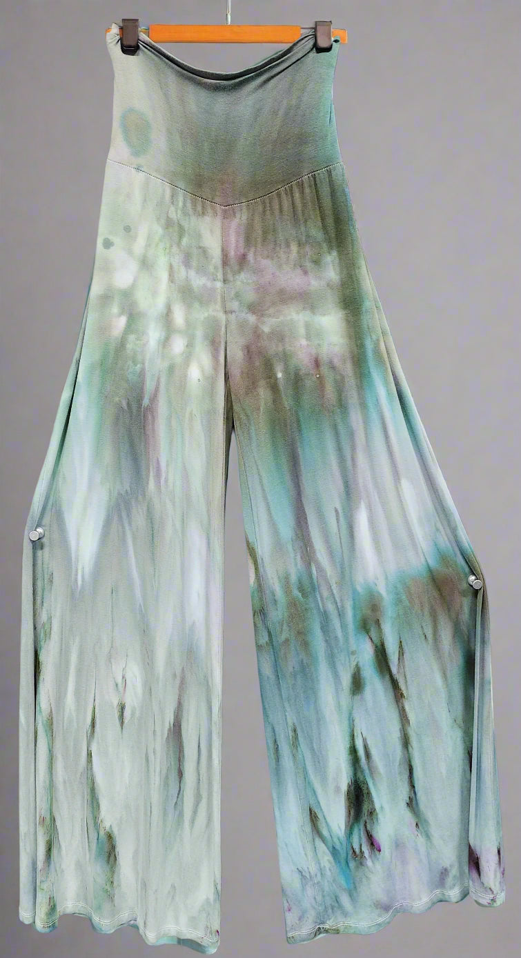 Tie Dye Drape Leg Pants-Size Small Green/Purple