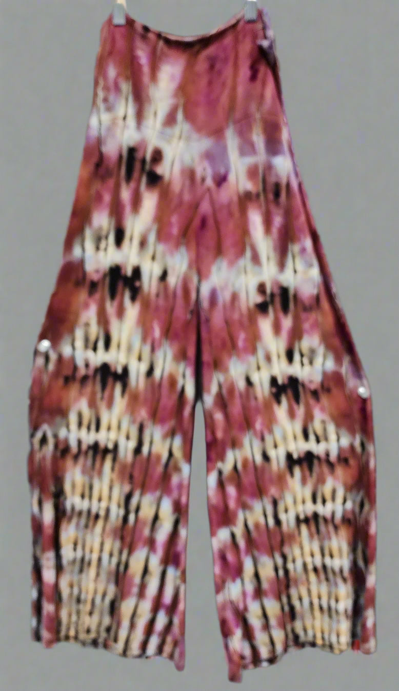 Tie Dye Drape Leg Pants-Size Medium Reverse Maroon