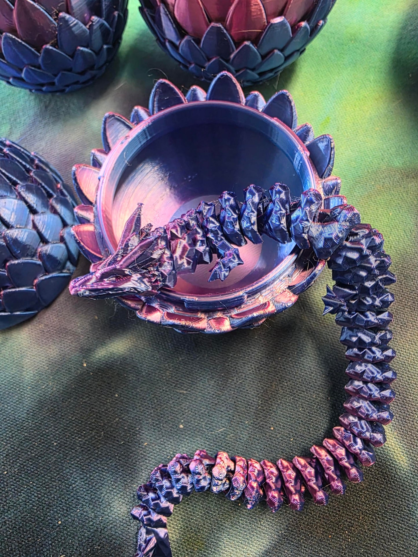 Small 3d Printed Egg with Dragon (Purple)