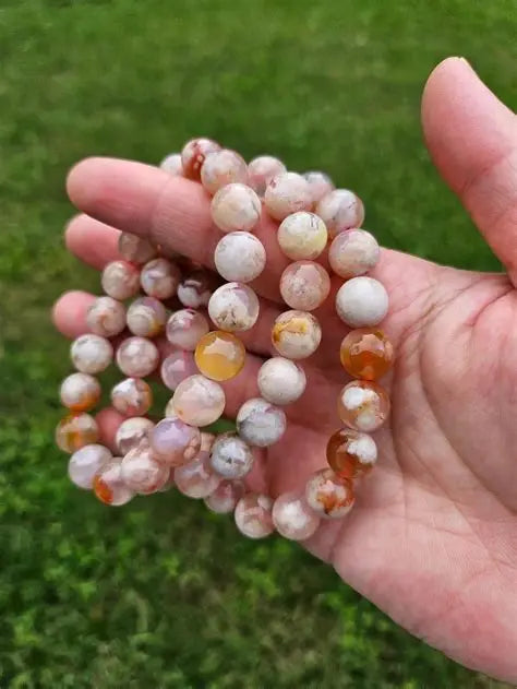Flower Agate Stone Bracelet 10mm