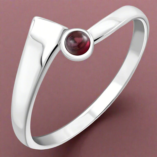 Garnet Bypass, Sterling Silver Ring