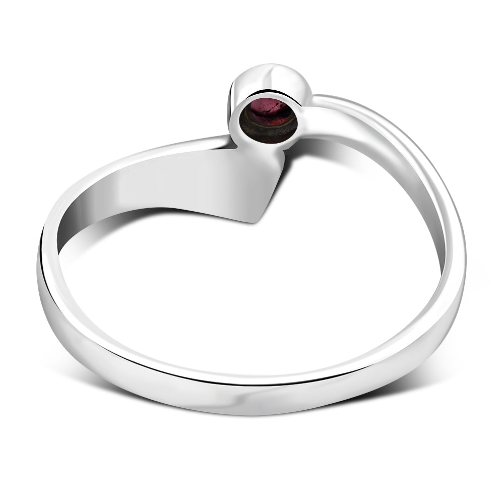 Garnet Bypass, Sterling Silver Ring