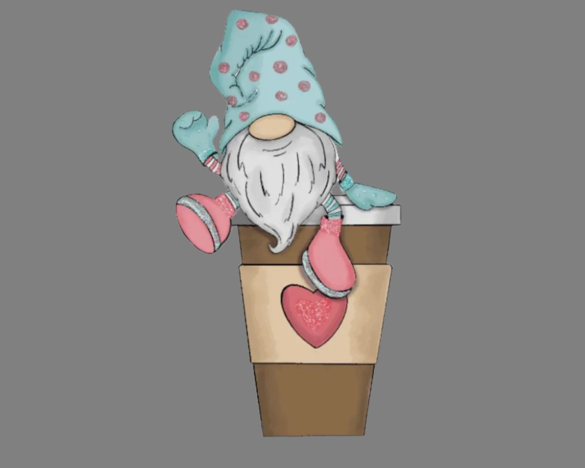 Gnome on Coffee Cup Sticker