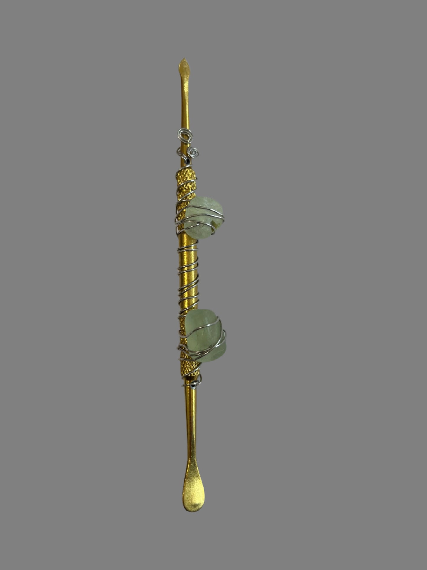 Hand Beaded Gold Dabber-With Fluorite Stone Accents