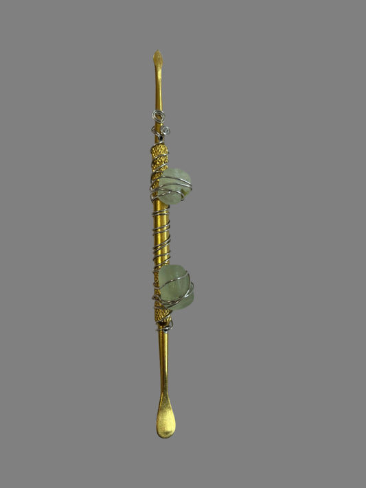 Hand Beaded Gold Dabber-With Fluorite Stone Accents