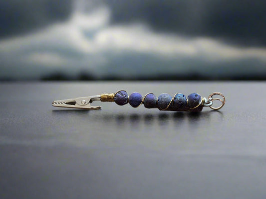 Handmade Smoking Clip-Purple Druzy Bead Accents and Half Moon Charm