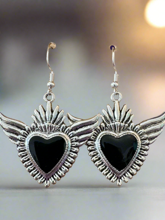 Silver Winged Black Hearts