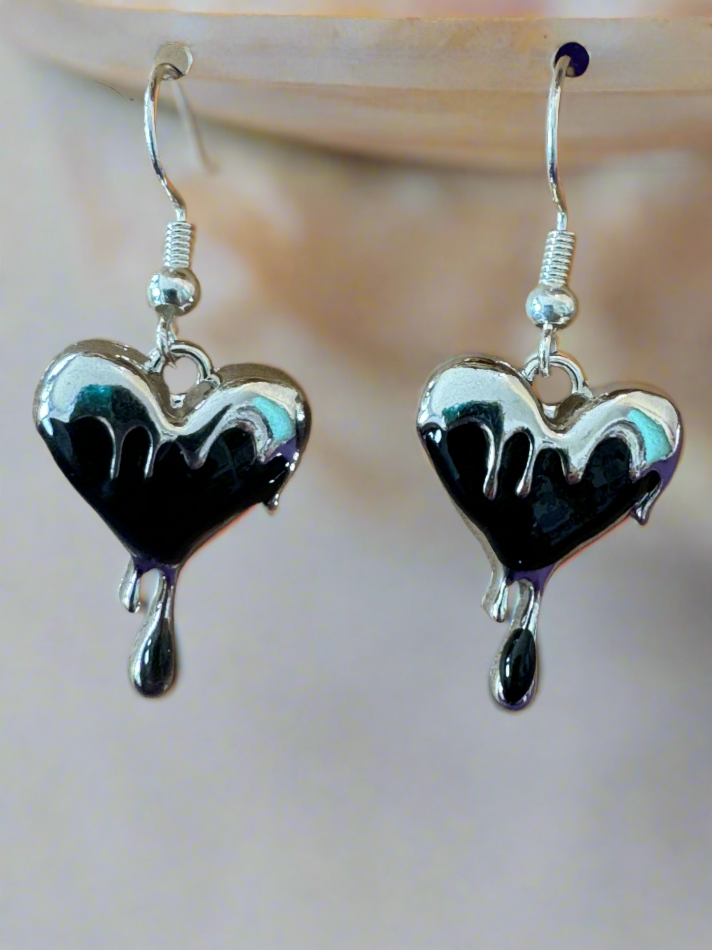 Black Bleeding Heart Earrings