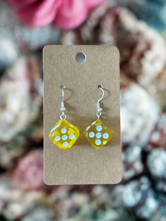 Yellow Dice Earrings