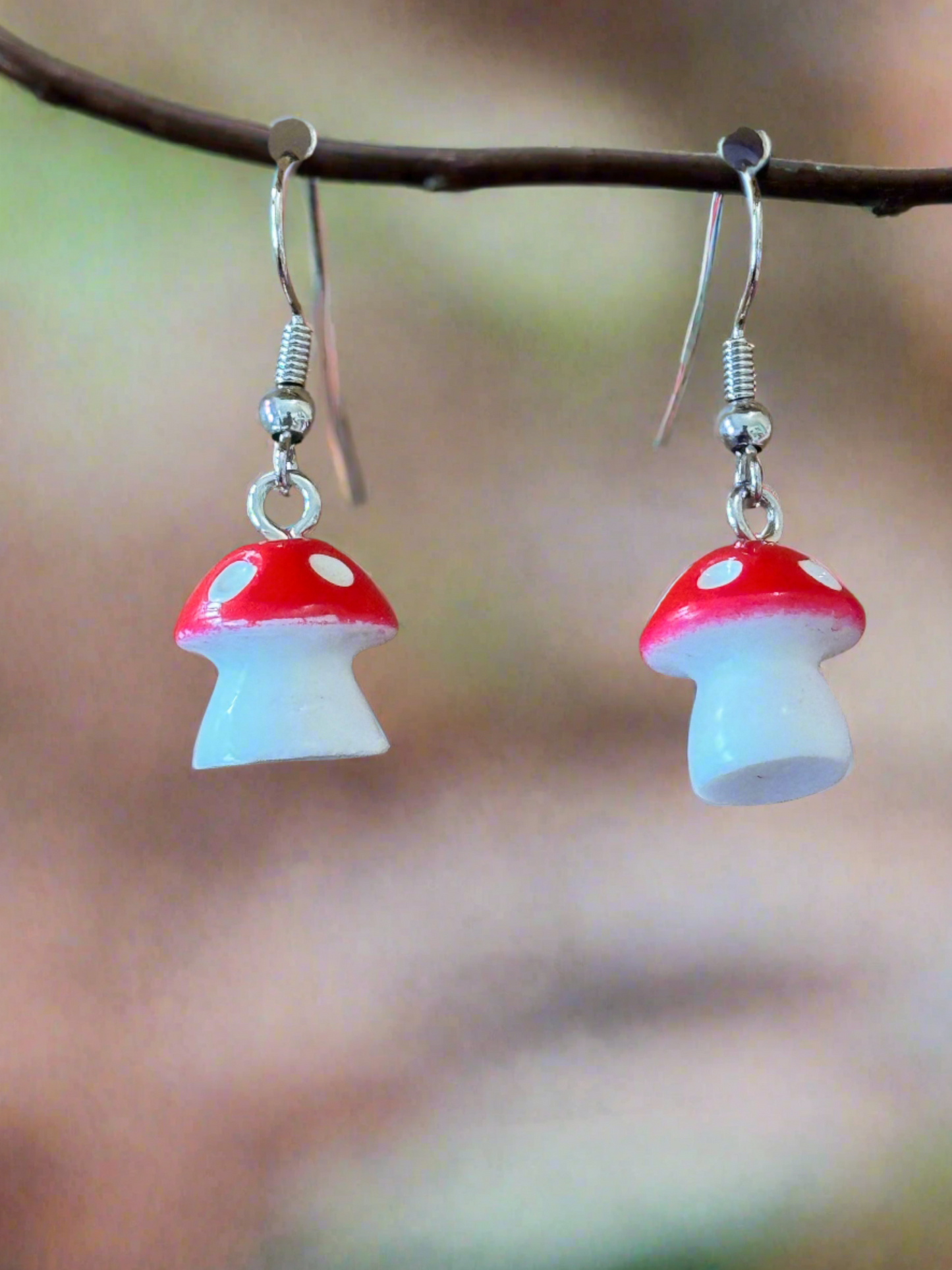 Red and White Mushie Earrings