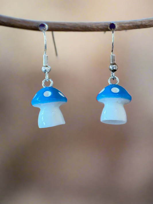 Blue And White Mushie Earrings