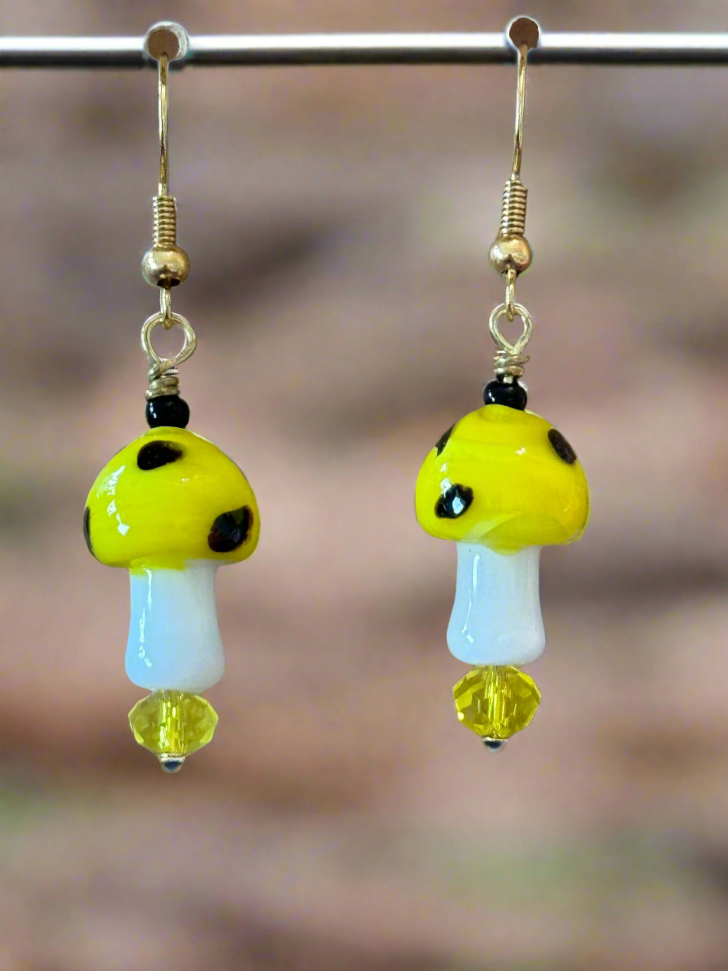 Yellow And Black Mushie Earrings