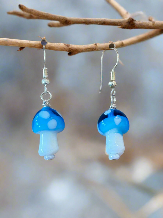 Royal Blue And White Mushie Earrings