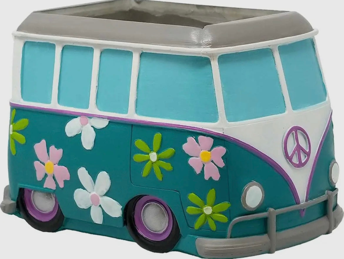 Blue Hippy Van Flower Pot