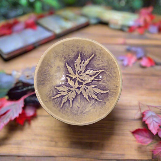 Japanese Maple Purple Pottery Bowl