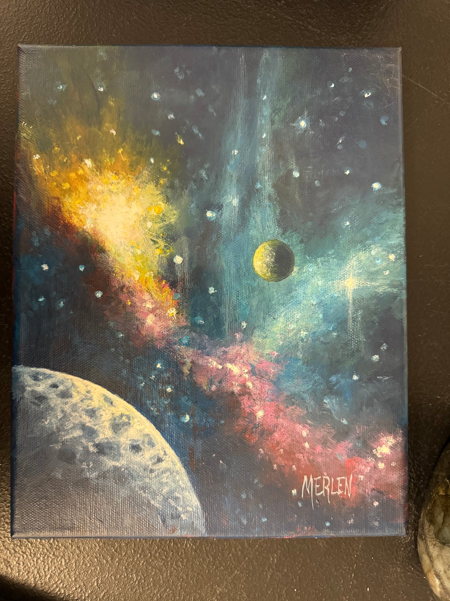 Unframed Galaxy Planet Painting