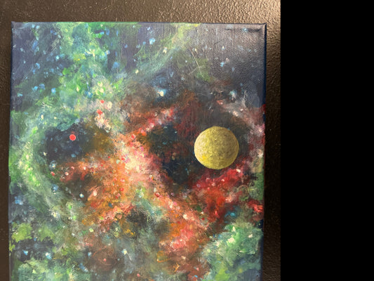 Unframed Red Planet Galaxy Painting