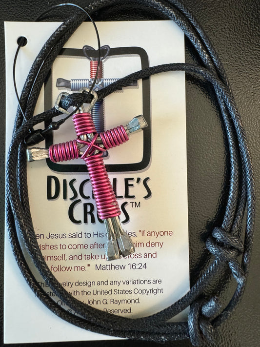 Disciple's Cross, Hot Pink Necklace