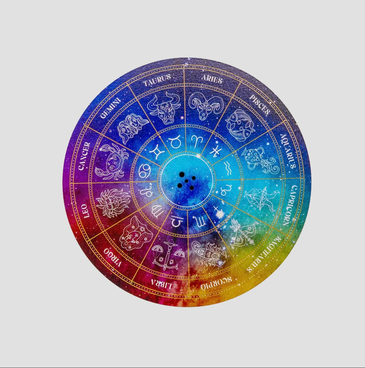 Zodiac Wheel, Rainbow Galaxy Incense Holder