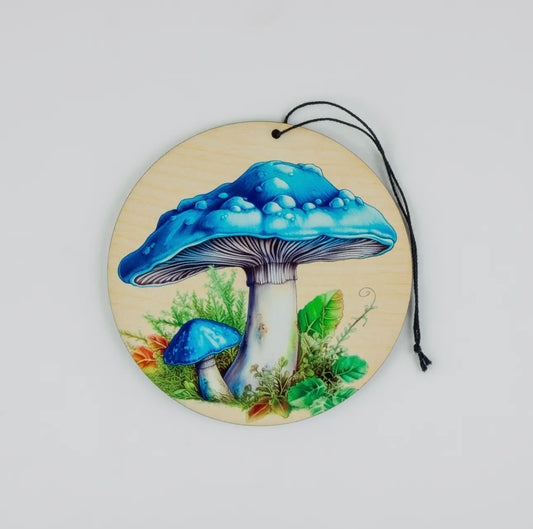 Two Blue Mushrooms Holiday Ornament