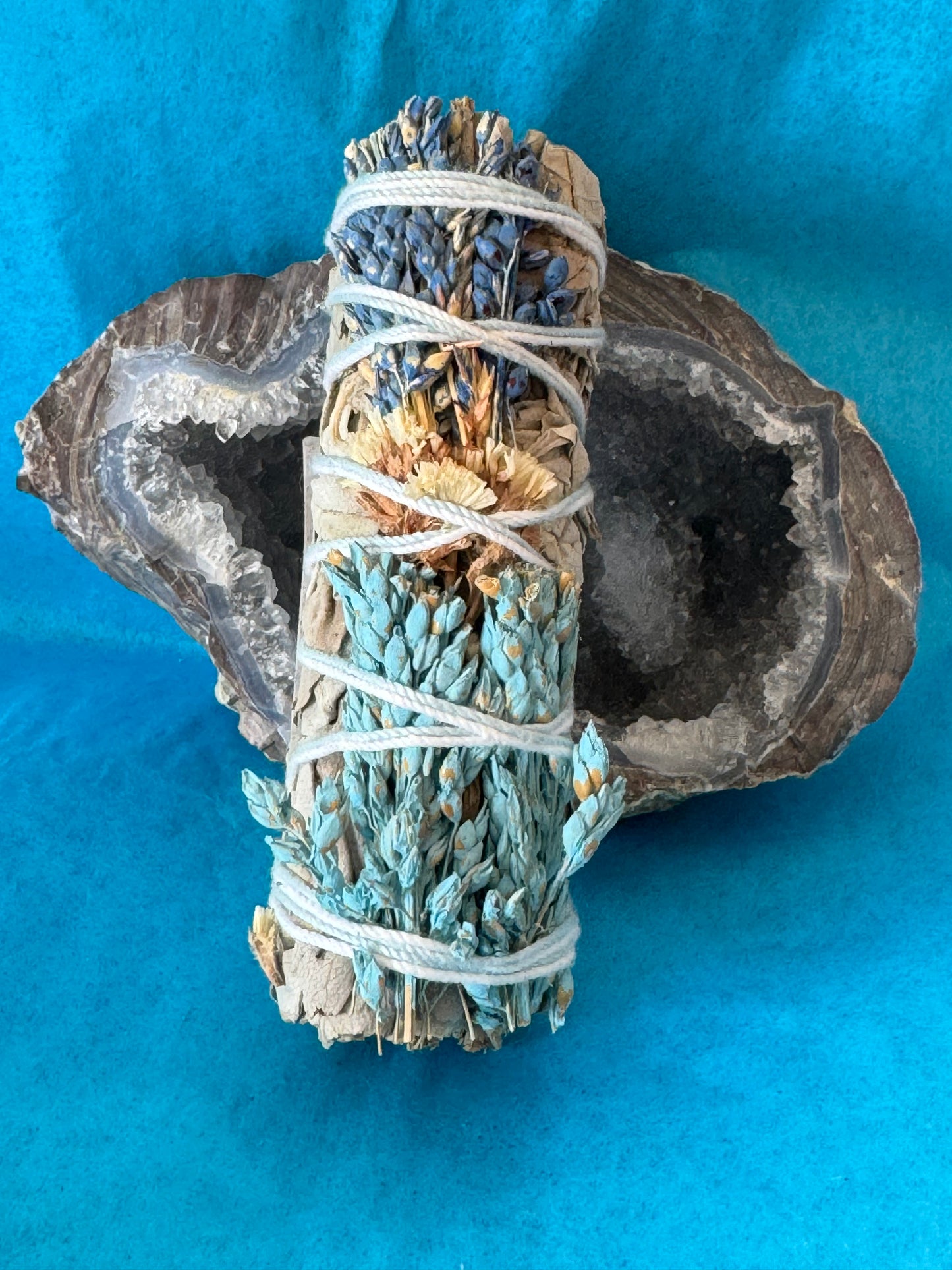 White Sage And Blue Flowers Smudge Sticks