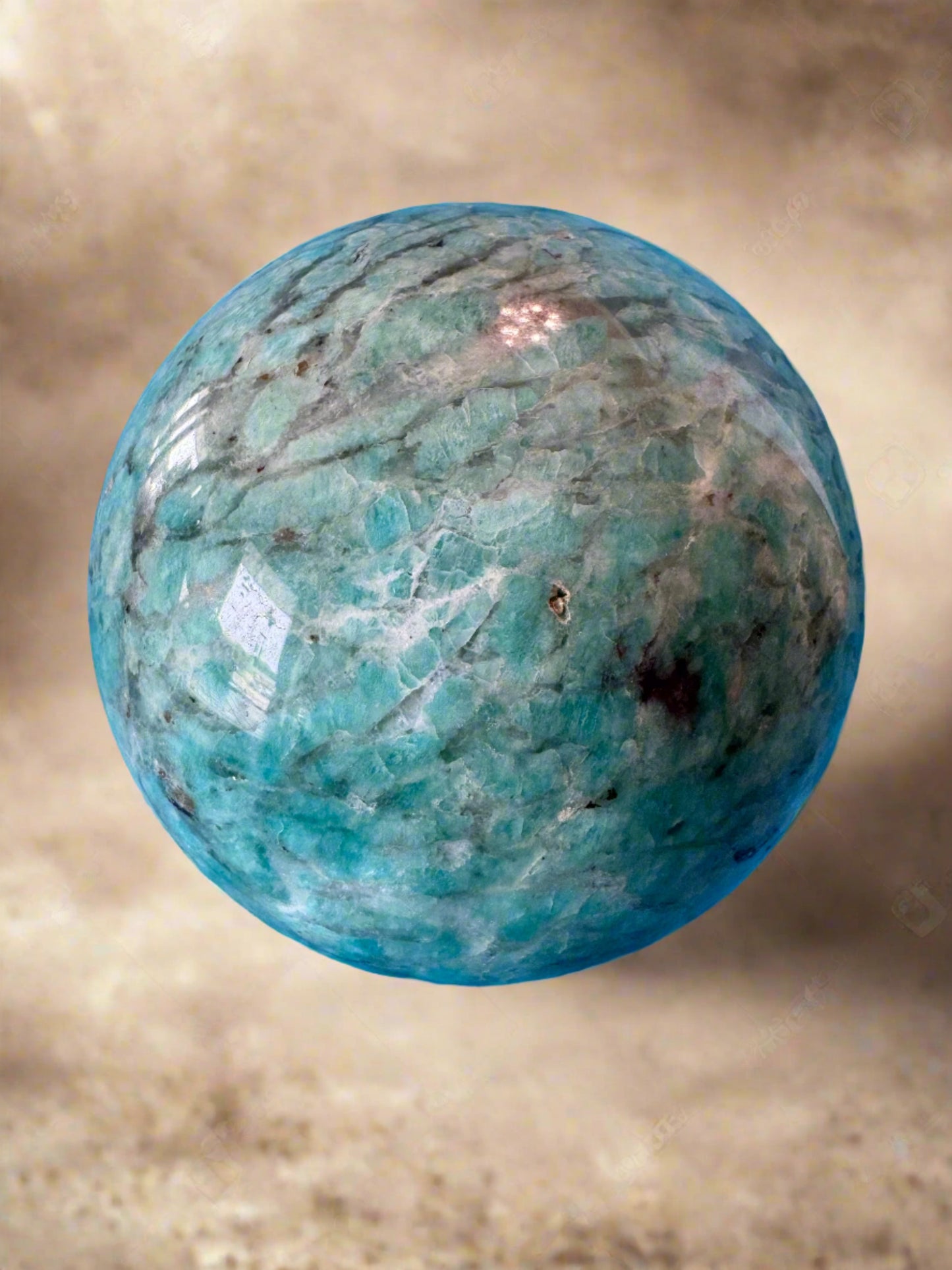 Amazonite and Smoky Quartz 80mm Stone Sphere