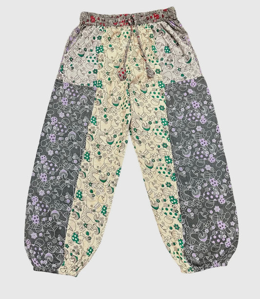 Cotton Patchwork Multi-Mushroom Pants