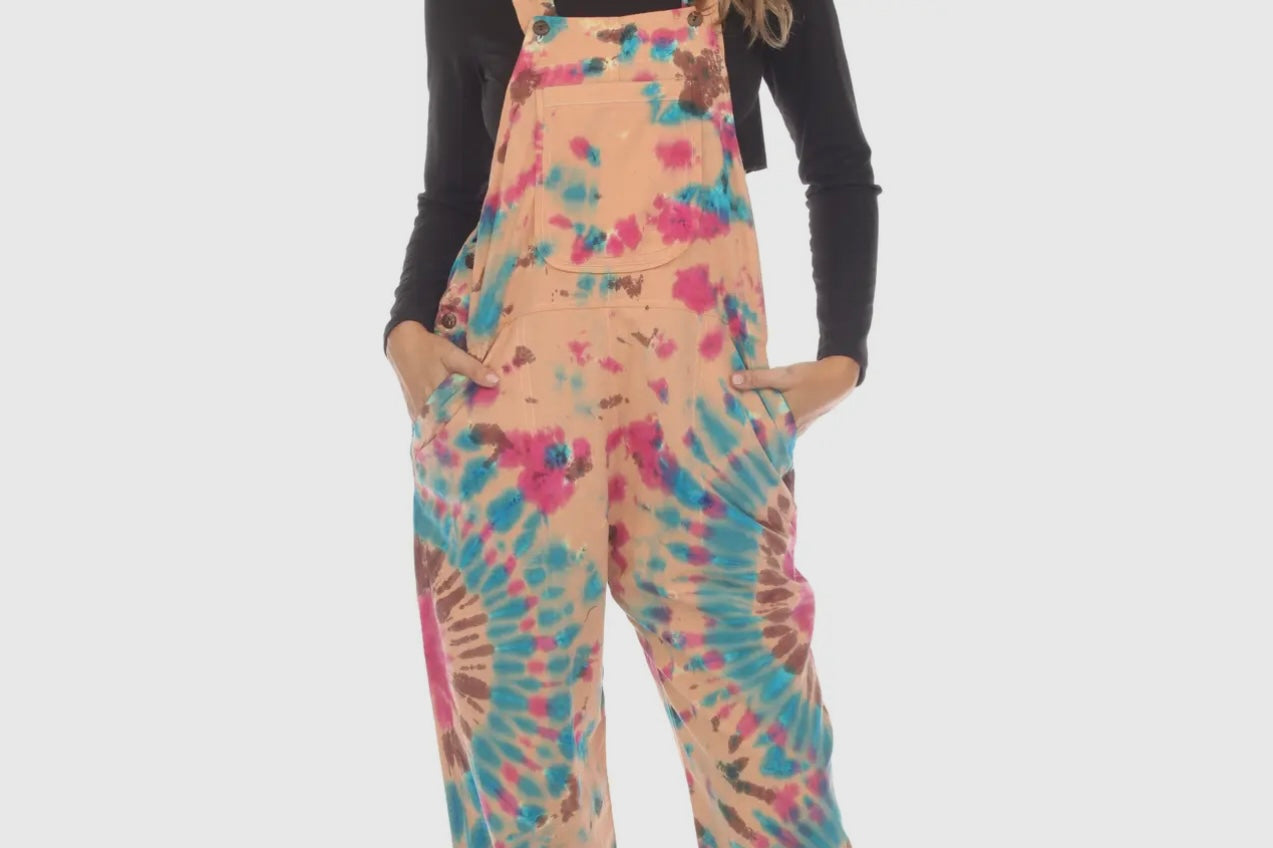 Cotton Tie Dye Multi-Swirl Jumpsuit Overall