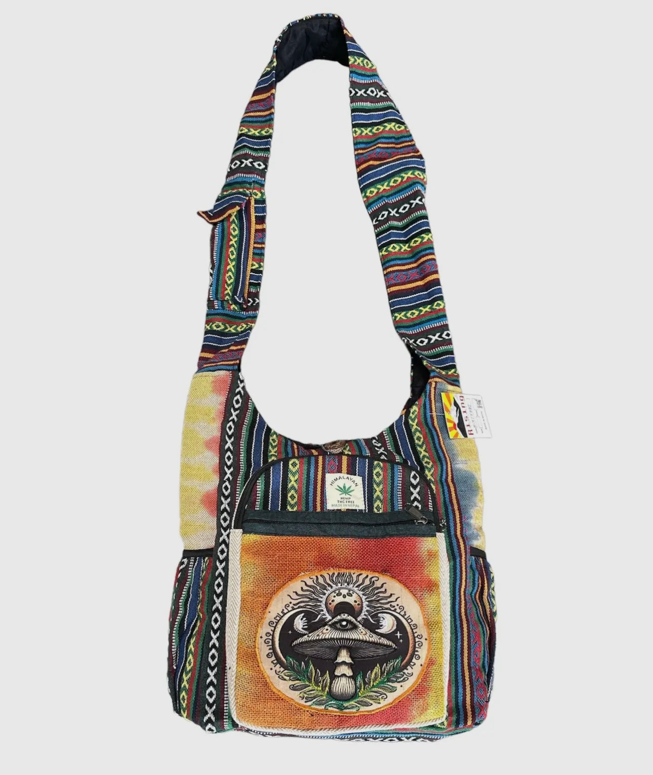 Hemp Tie Dye Pocket Eye Mushroom Bag