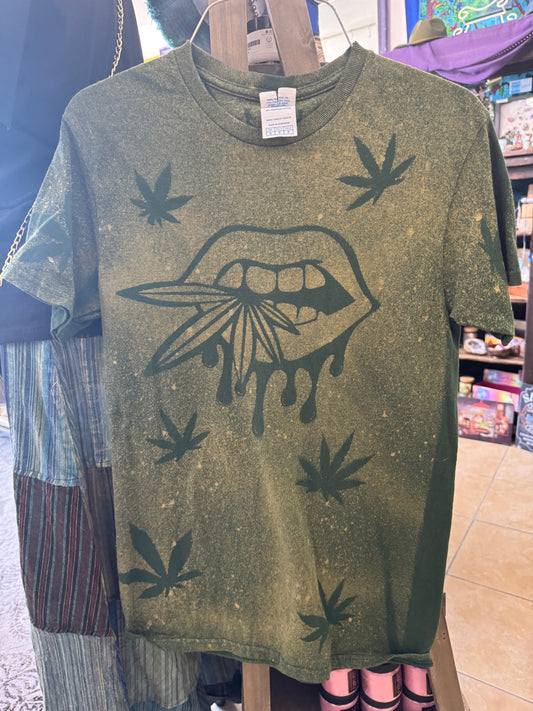 Green Lips Tie Dye Tee Shirt