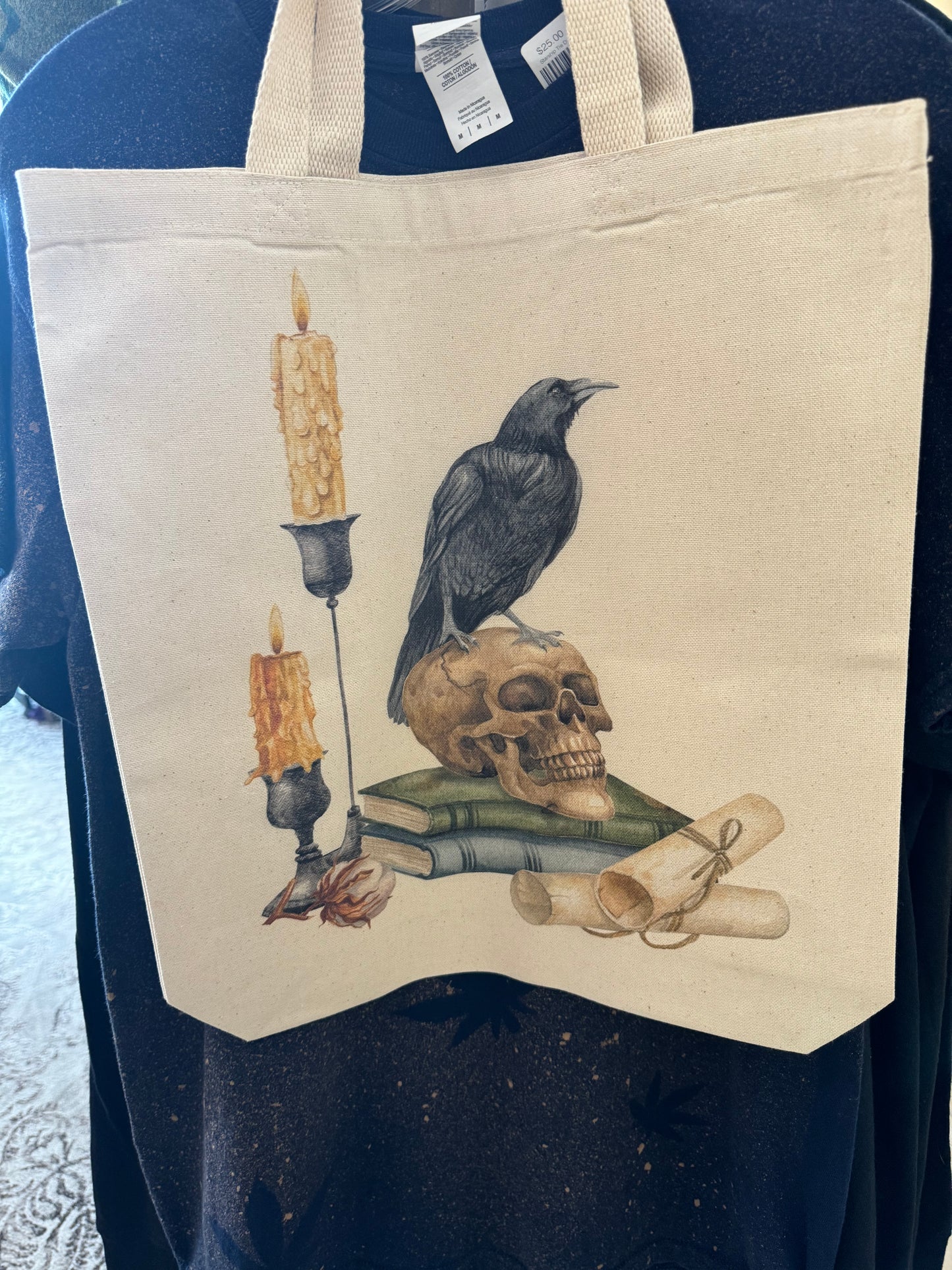 Raven on Skull Tote