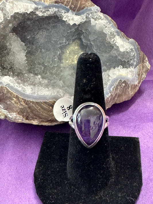 Sterling Silver Ring-Teardrop Amethyst