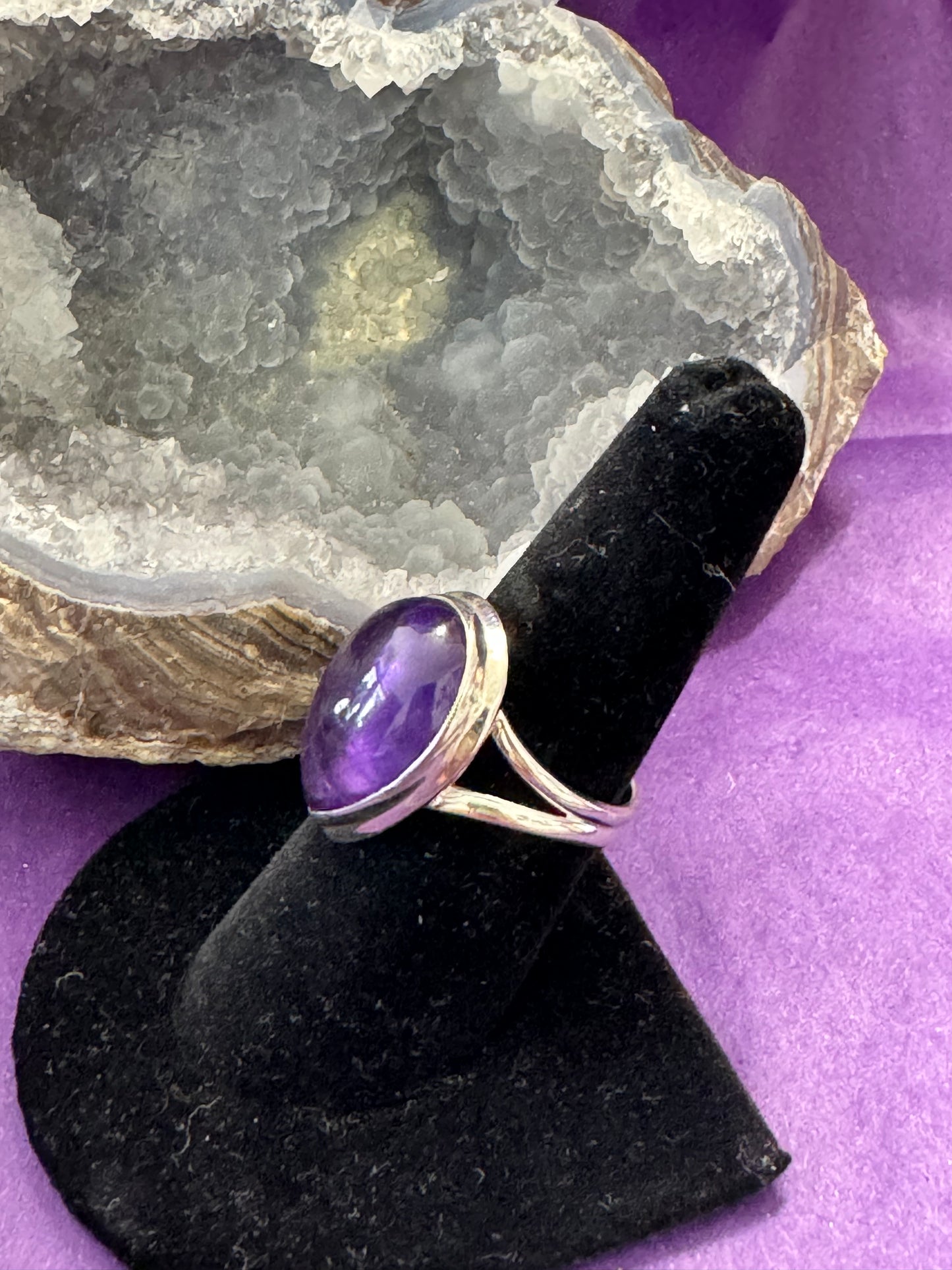 Sterling Silver Ring-Teardrop Amethyst