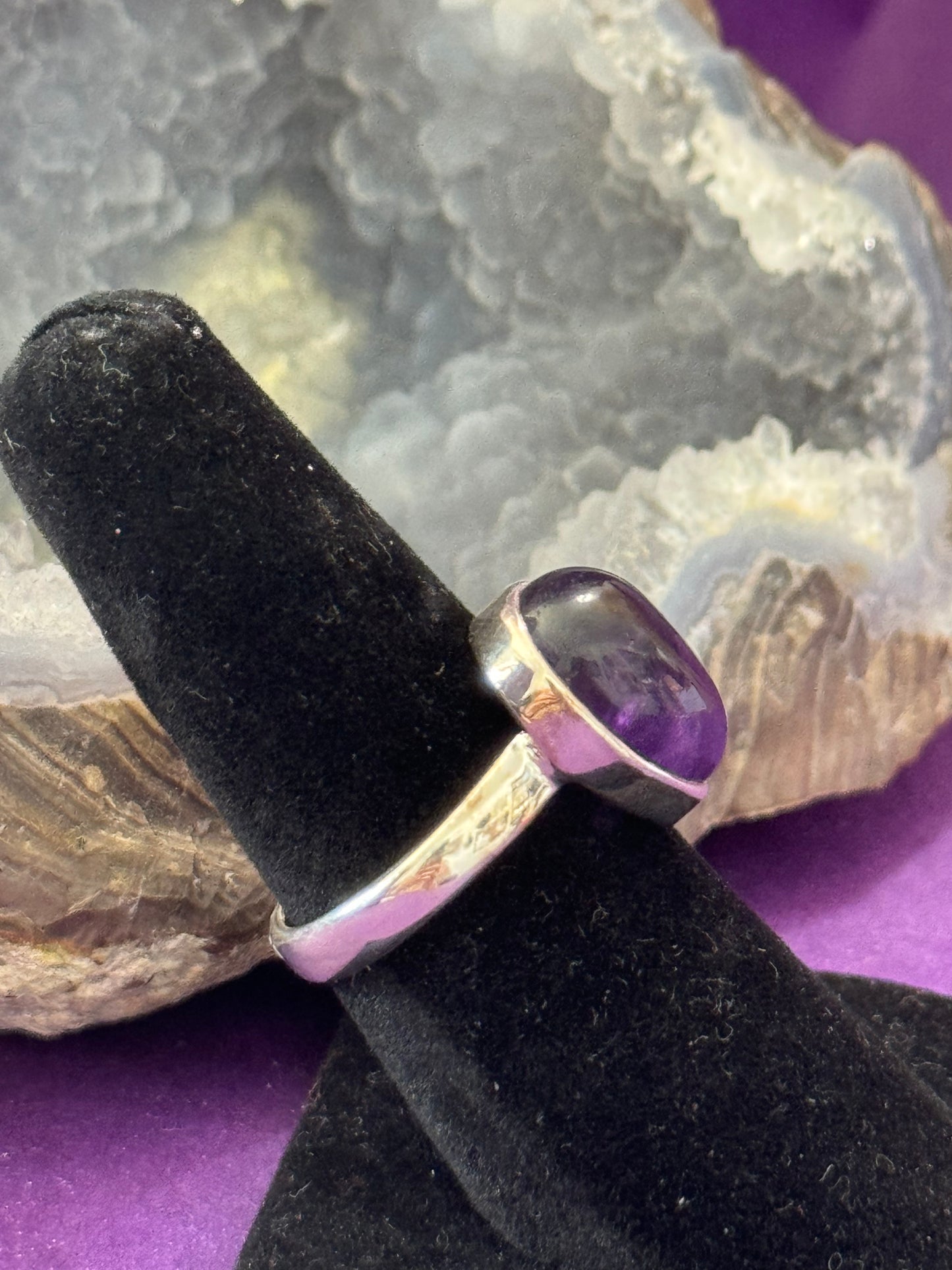 Sterling Silver Ring- Small Teardrop Amethyst