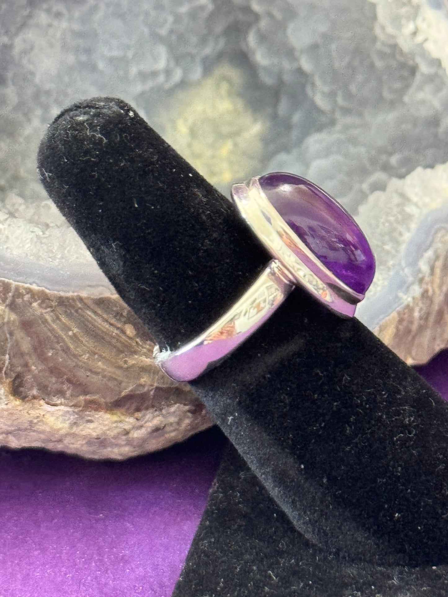 Sterling Silver Ring- Oval Amethyst