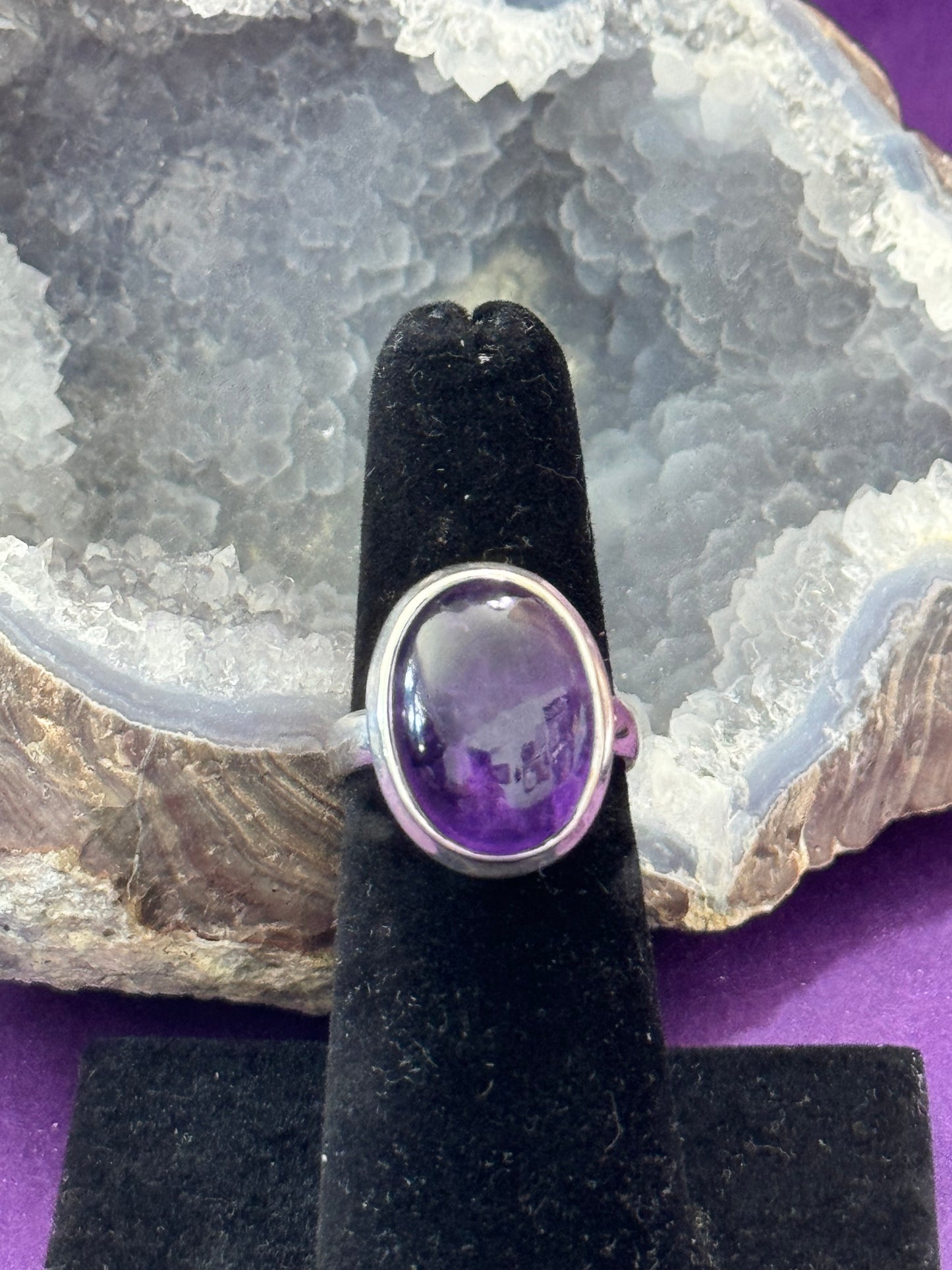 Sterling Silver Ring- Oval Amethyst