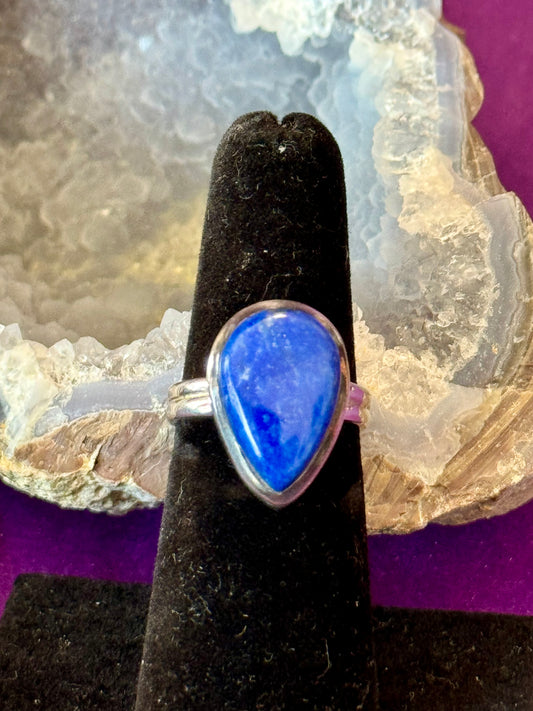 Sterling Silver Ring- Teardrop Lapis Lazuli