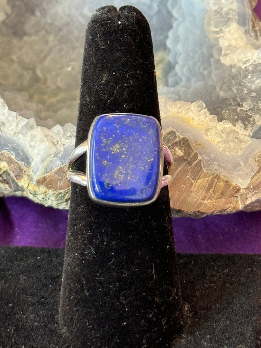 Sterling Silver Ring Square Lapis Lazuli