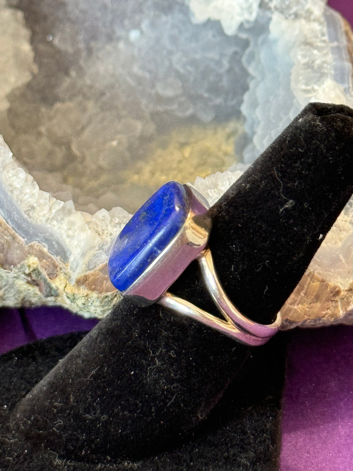 Sterling Silver Ring Square Lapis Lazuli