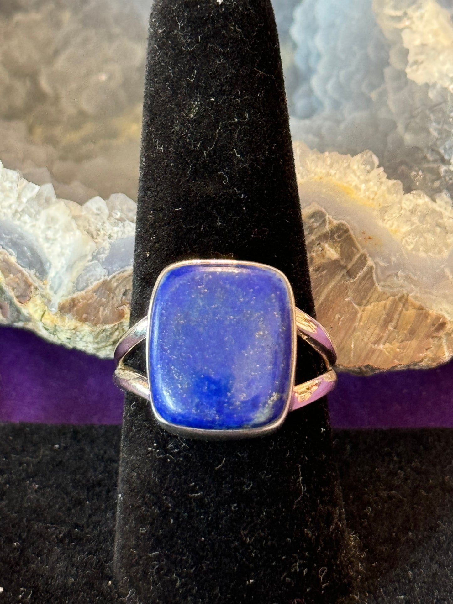 Sterling Silver Ring-Square Lapis Lazuli