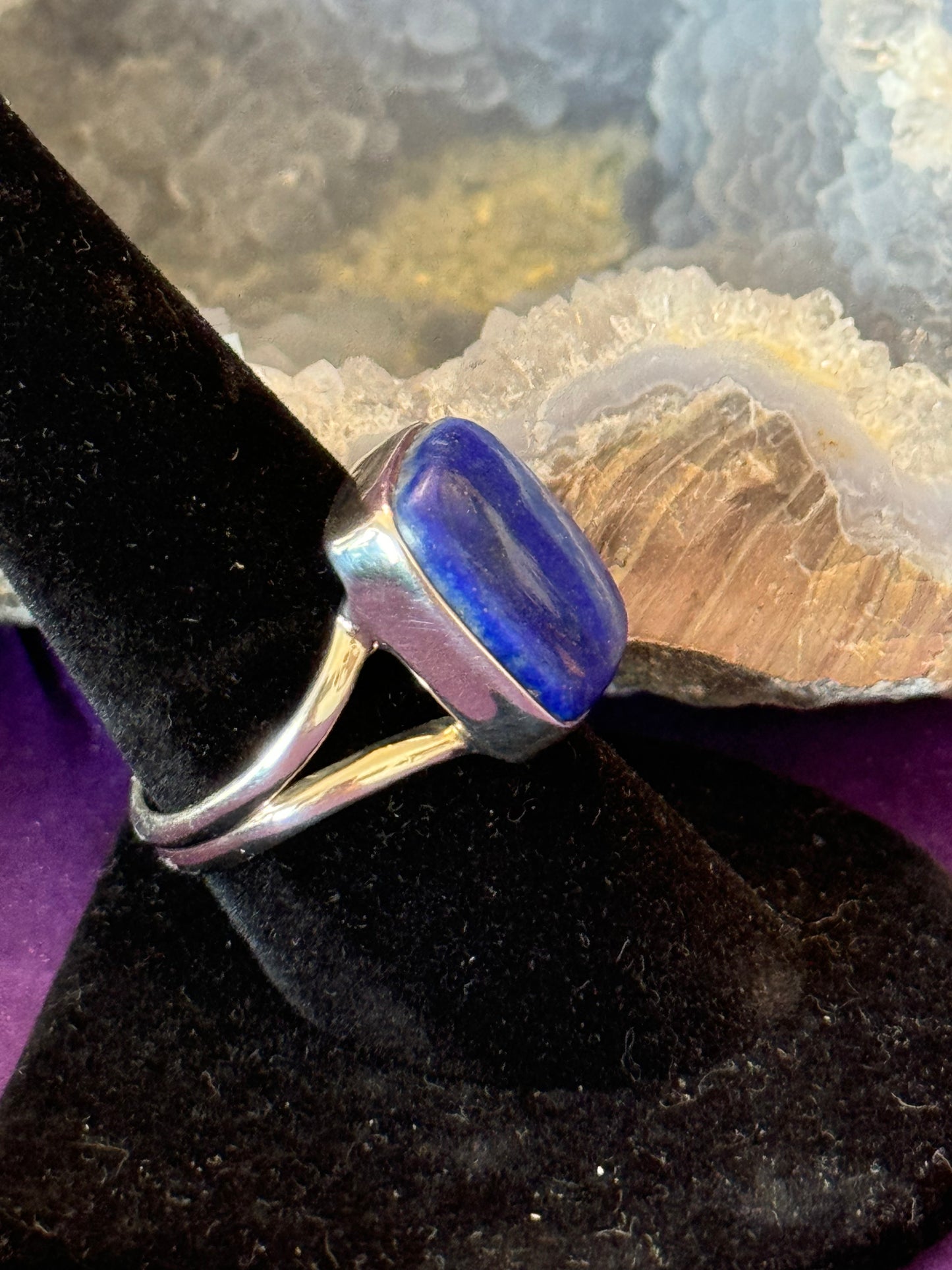 Sterling Silver Ring-Square Lapis Lazuli