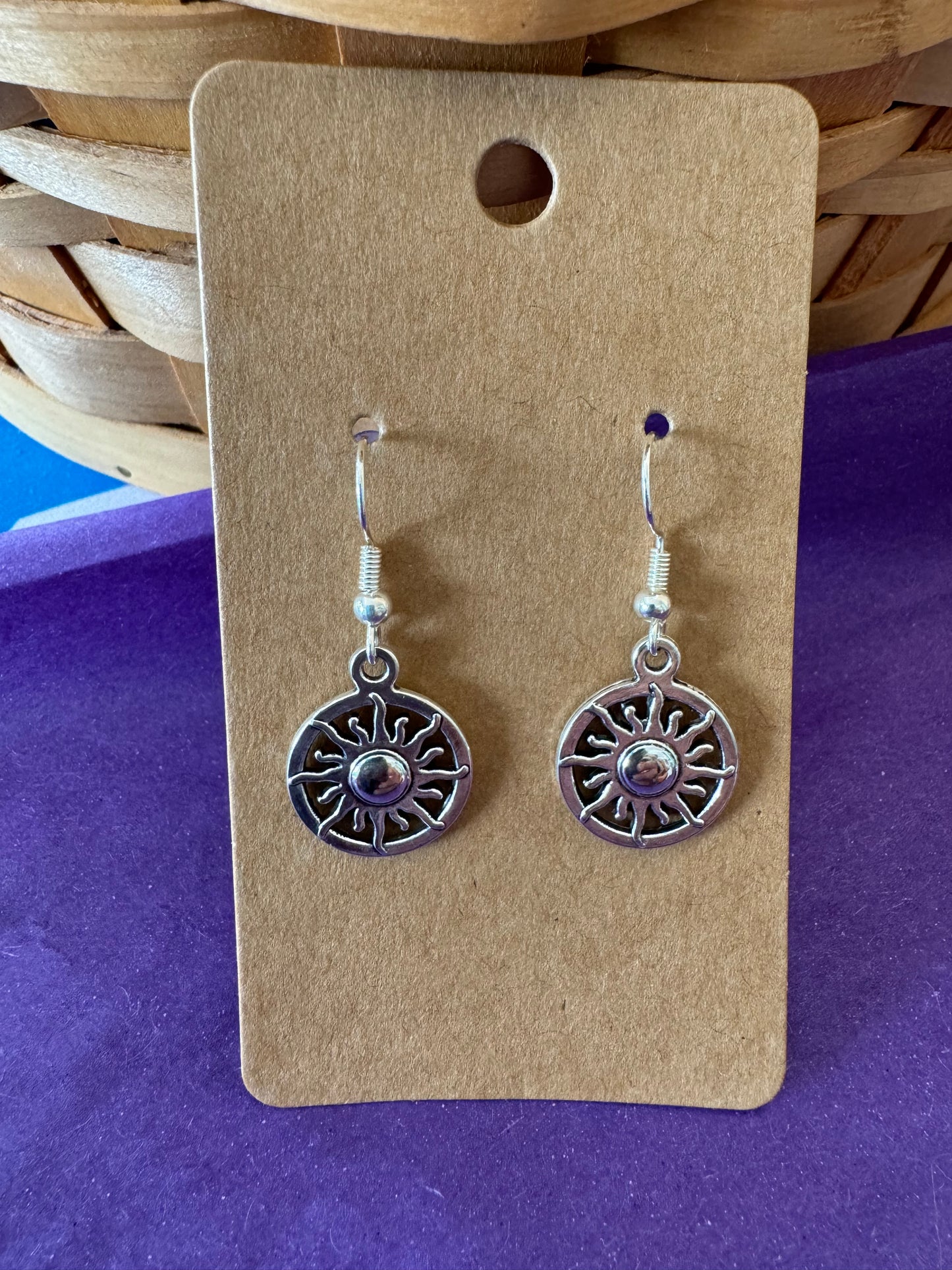 Silver Circle Sun Earrings