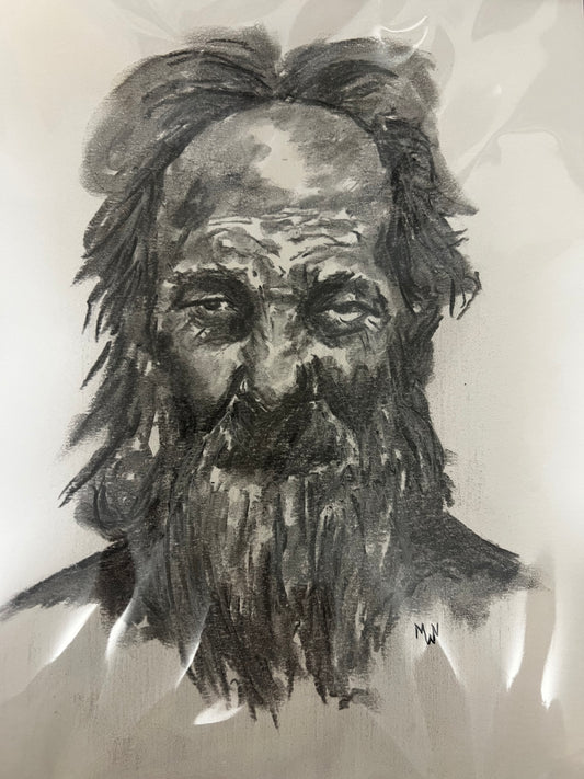 Old Man with Wrinkled Nose, 11x14 Sketch