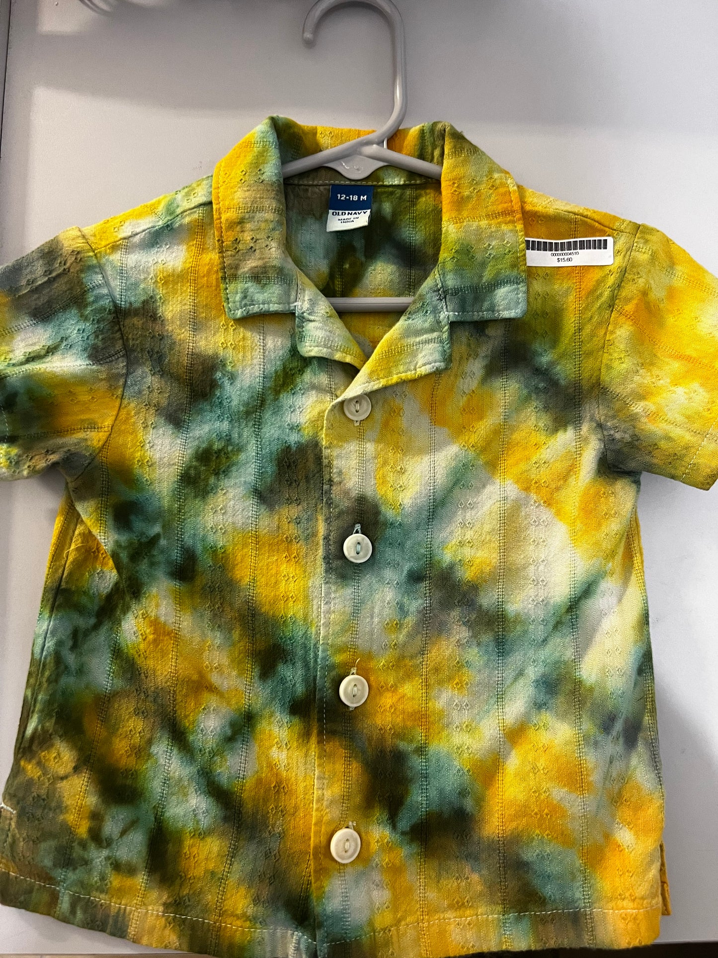 Orange and Green Button Down Short Sleeve Shirt (12-18 Month)